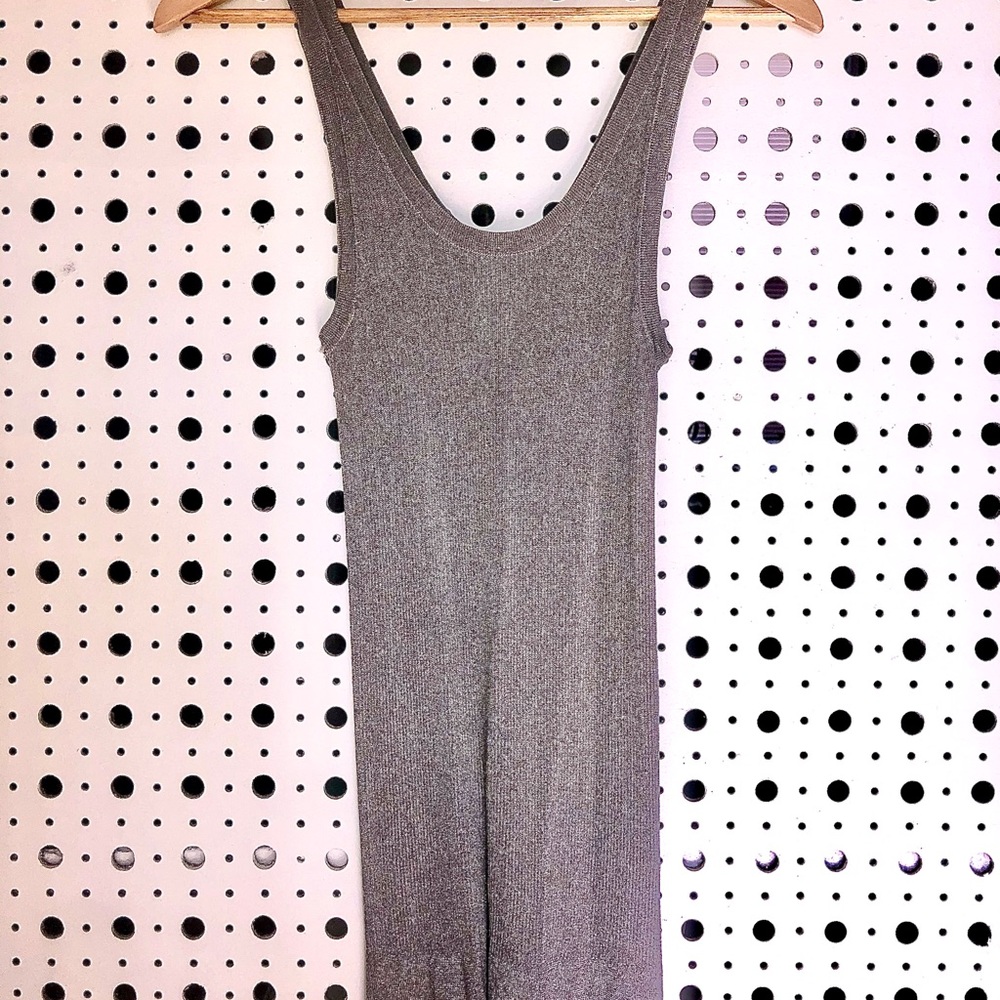 Vince Metallic Silver Ribbed Tank Top